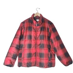 Universal Thread Buffalo Plaid Puffer Jacket Water Resistant 2X Packable Rustic